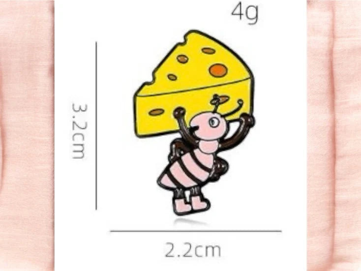 Pin's Broche Email | Fourmi qui porte un Fromage | Kawaii | Fun Dessin Animé