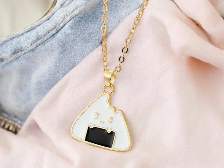 Collier Chaine Pendentif | Sushi Boule Riz | Humour | Kawaii | Mignon