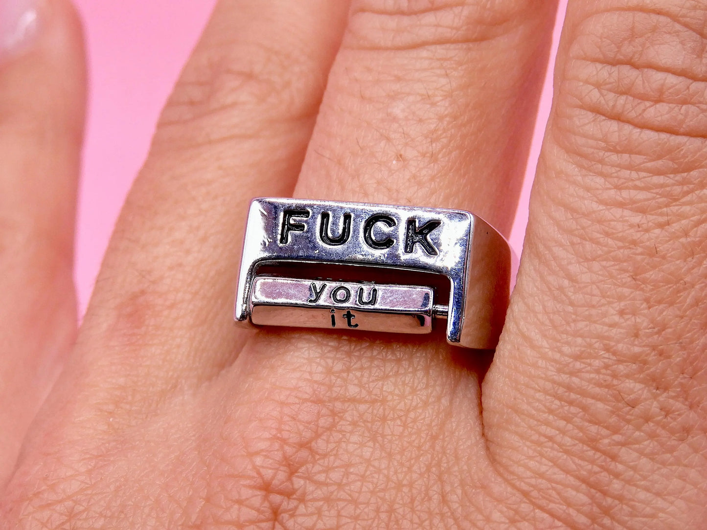 Bague Gravée - Fuck Choix Tournant - Élégante - Bague en Laiton - Inscription Spéciale à roulette