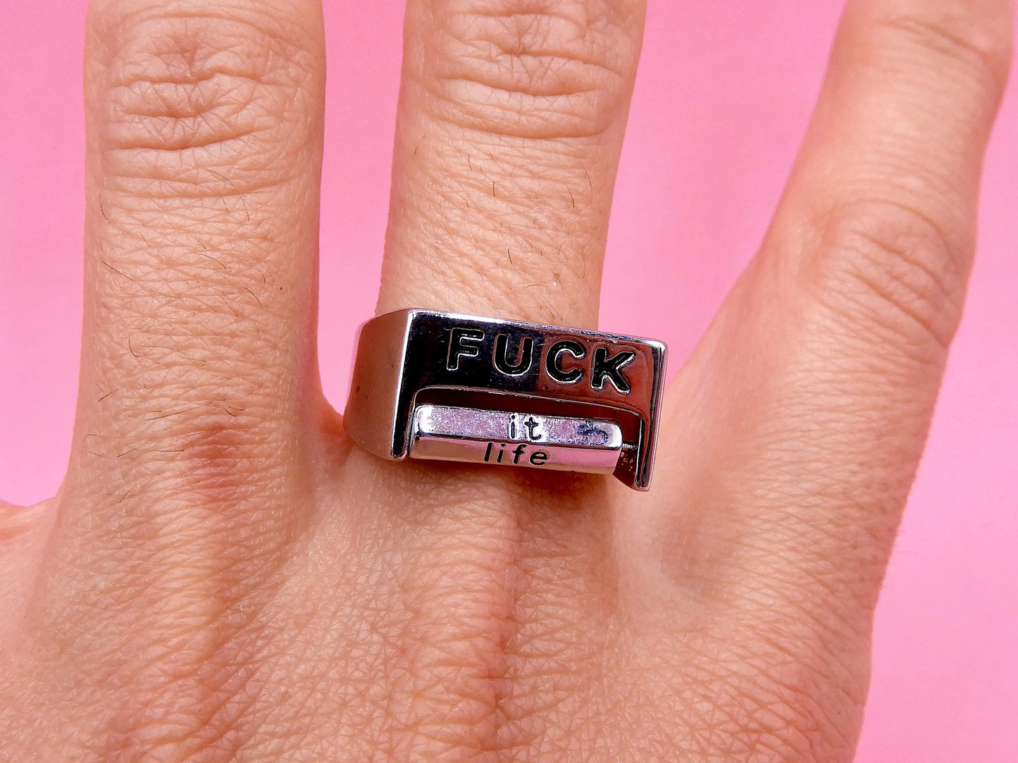 Bague Gravée - Fuck Choix Tournant - Élégante - Bague en Laiton - Inscription Spéciale à roulette