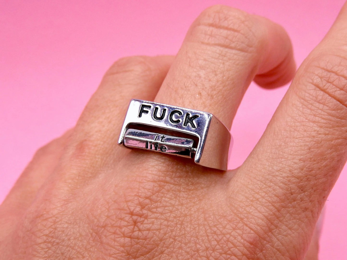 Bague Gravée - Fuck Choix Tournant - Élégante - Bague en Laiton - Inscription Spéciale à roulette