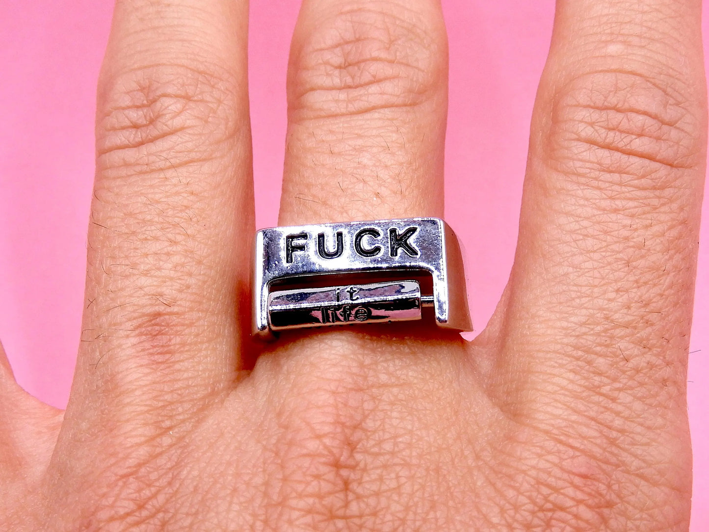 Bague Gravée - Fuck Choix Tournant - Élégante - Bague en Laiton - Inscription Spéciale à roulette